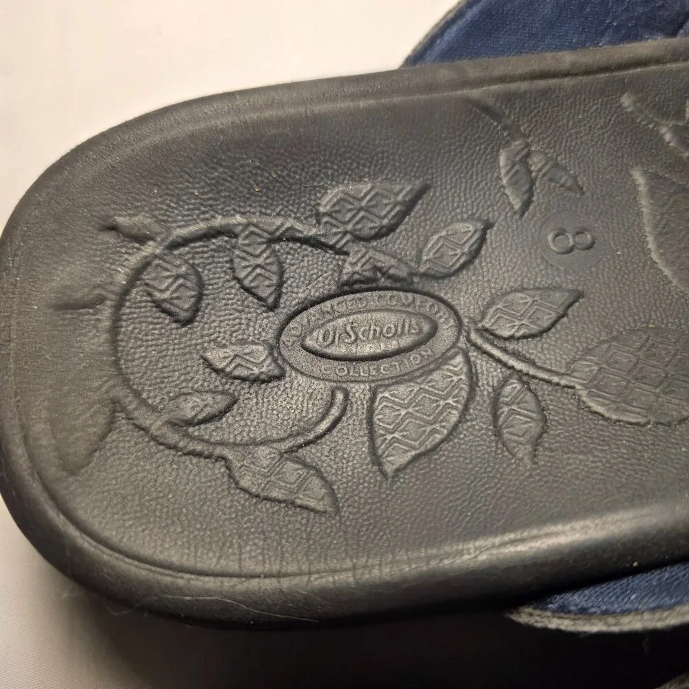 Dr. Scholl's Men's Slip-On Sandals Flip Flops Black Size 8 Hawaiian Flowers